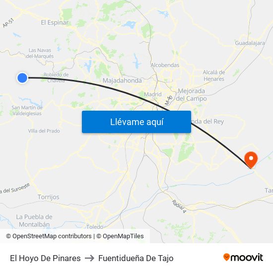 El Hoyo De Pinares to Fuentidueña De Tajo map