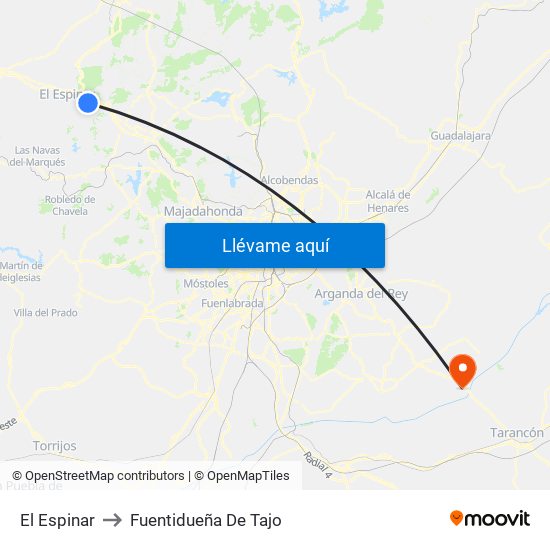 El Espinar to Fuentidueña De Tajo map
