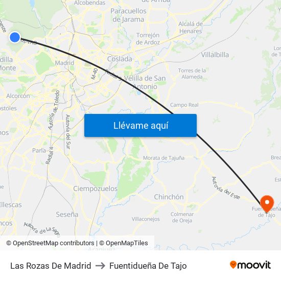 Las Rozas De Madrid to Fuentidueña De Tajo map