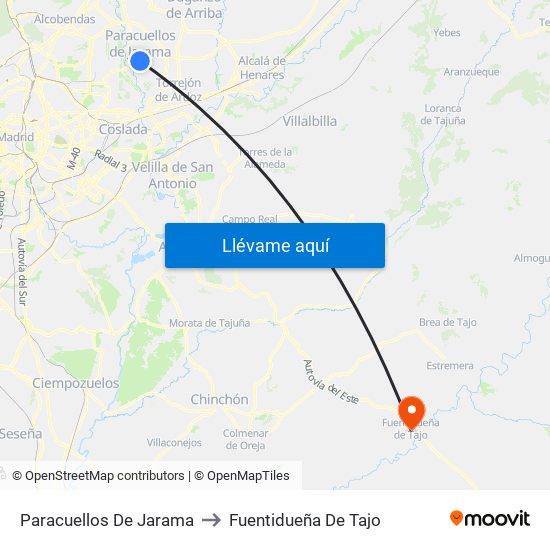 Paracuellos De Jarama to Fuentidueña De Tajo map