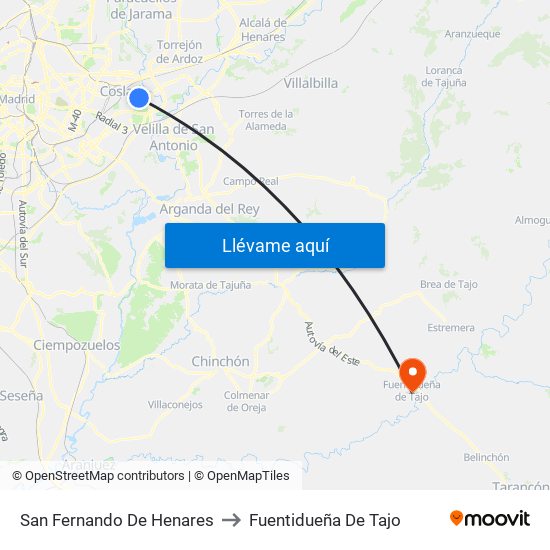 San Fernando De Henares to Fuentidueña De Tajo map