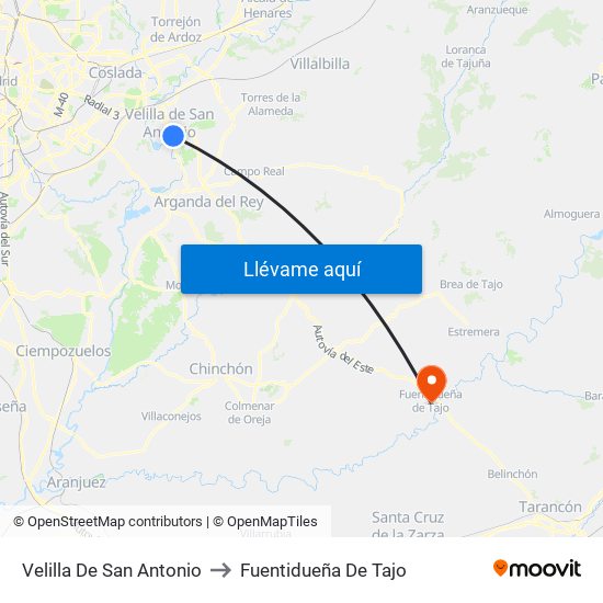 Velilla De San Antonio to Fuentidueña De Tajo map
