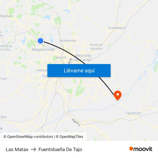 Las Matas to Fuentidueña De Tajo map