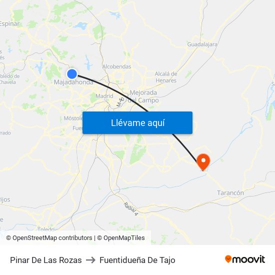 Pinar De Las Rozas to Fuentidueña De Tajo map