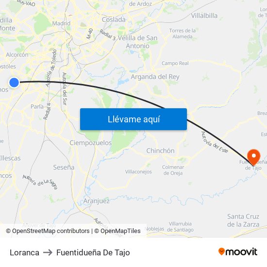 Loranca to Fuentidueña De Tajo map