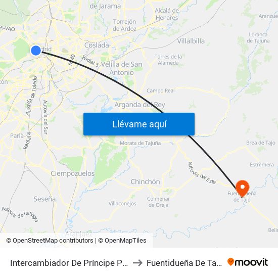 Intercambiador De Príncipe Pío to Fuentidueña De Tajo map