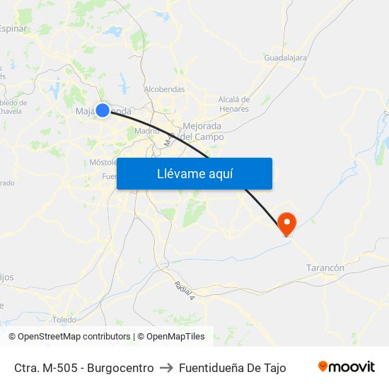 Ctra. M-505 - Burgocentro to Fuentidueña De Tajo map