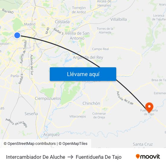 Intercambiador De Aluche to Fuentidueña De Tajo map