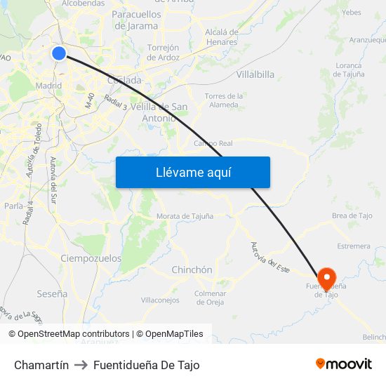 Chamartín to Fuentidueña De Tajo map