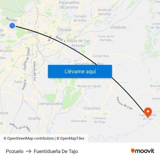 Pozuelo to Fuentidueña De Tajo map