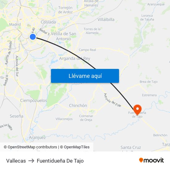 Vallecas to Fuentidueña De Tajo map