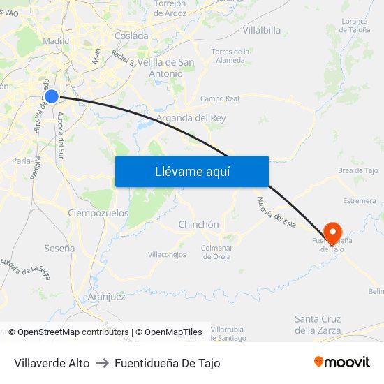 Villaverde Alto to Fuentidueña De Tajo map