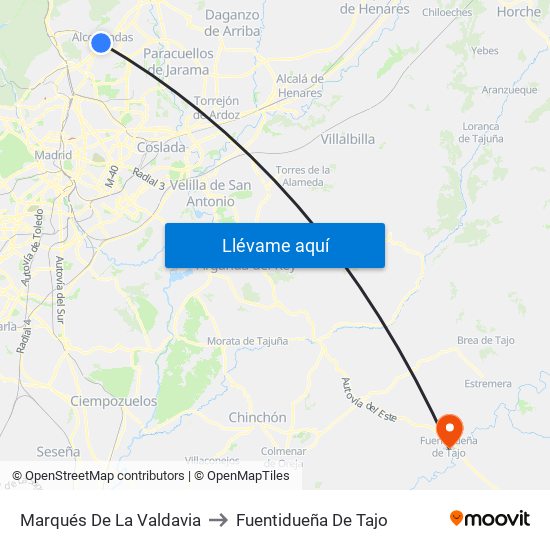 Marqués De La Valdavia to Fuentidueña De Tajo map