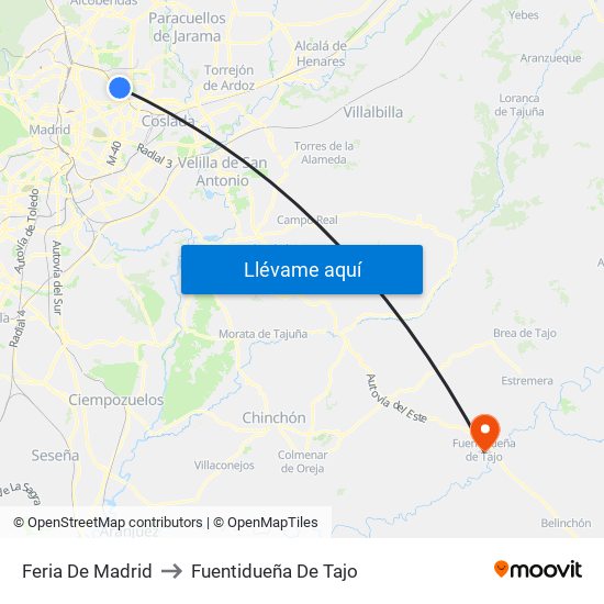 Feria De Madrid to Fuentidueña De Tajo map