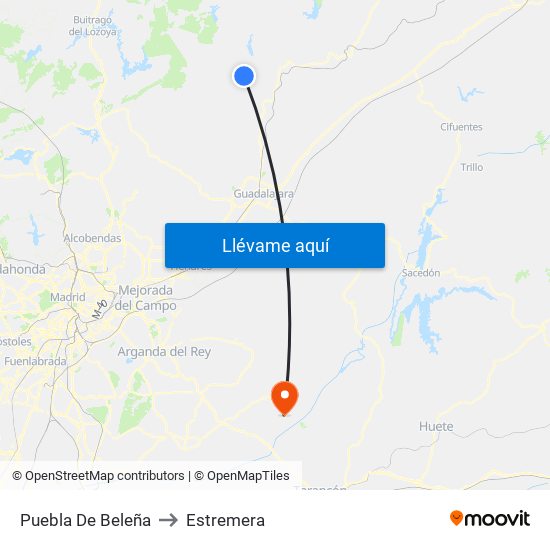 Puebla De Beleña to Estremera map