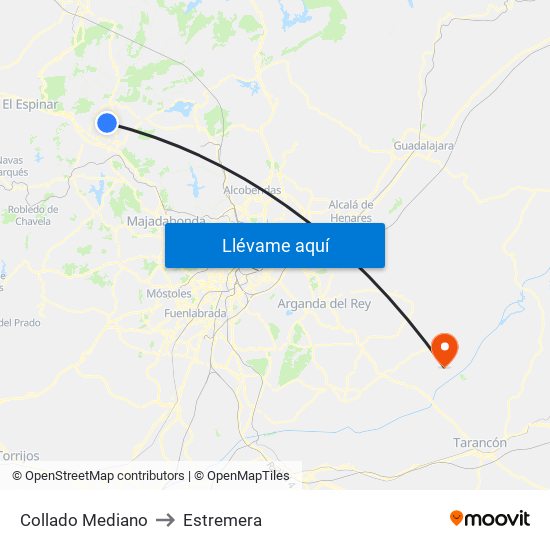 Collado Mediano to Estremera map
