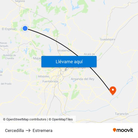 Cercedilla to Estremera map