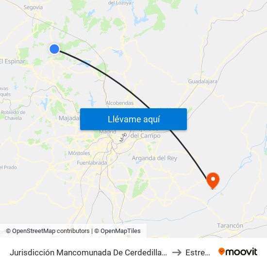 Jurisdicción Mancomunada De Cerdedilla Y Navacerrada to Estremera map