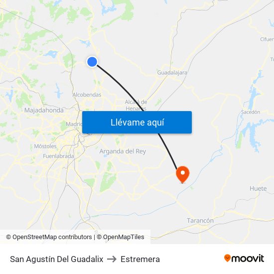 San Agustín Del Guadalix to Estremera map
