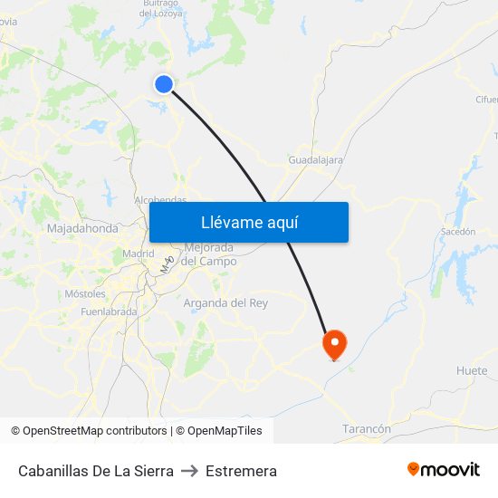 Cabanillas De La Sierra to Estremera map