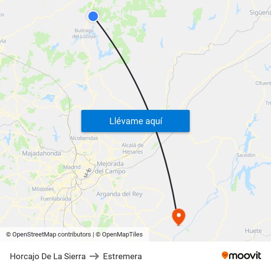 Horcajo De La Sierra to Estremera map