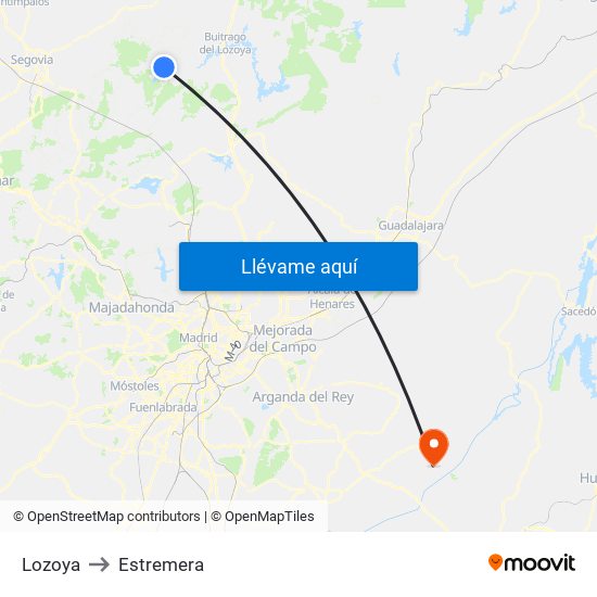 Lozoya to Estremera map