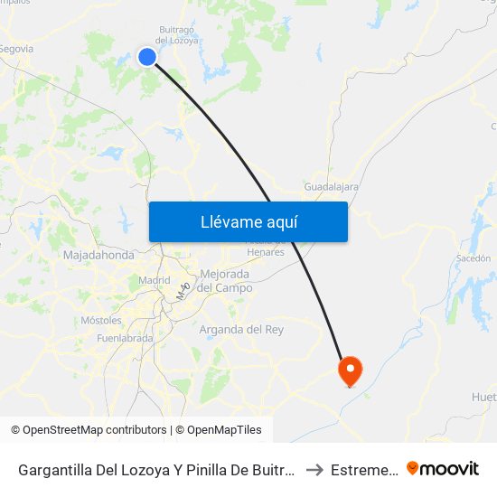 Gargantilla Del Lozoya Y Pinilla De Buitrago to Estremera map