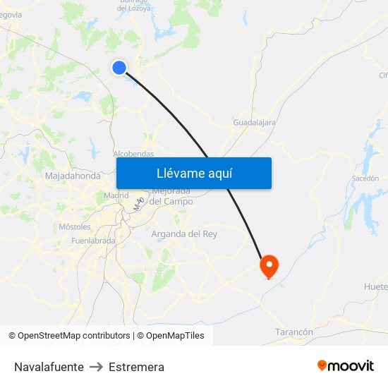 Navalafuente to Estremera map