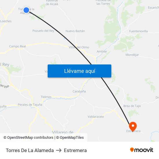 Torres De La Alameda to Estremera map