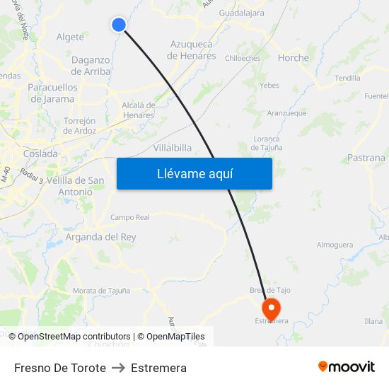 Fresno De Torote to Estremera map