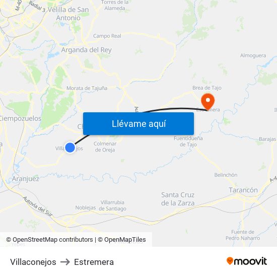 Villaconejos to Estremera map