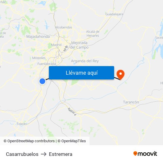 Casarrubuelos to Estremera map