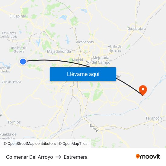 Colmenar Del Arroyo to Estremera map