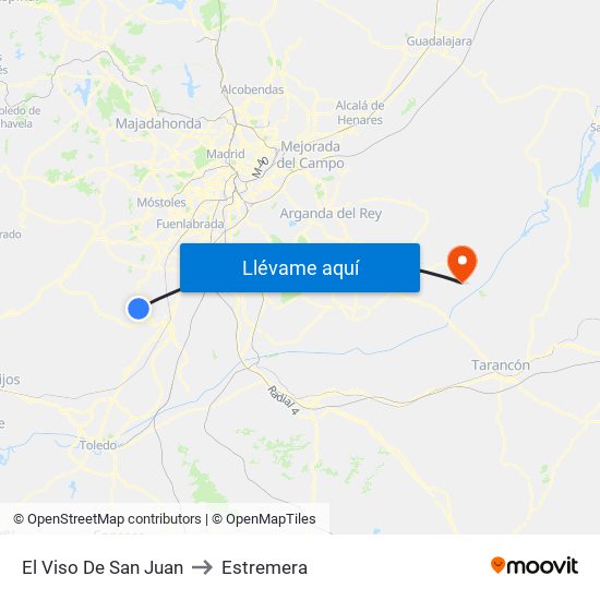 El Viso De San Juan to Estremera map