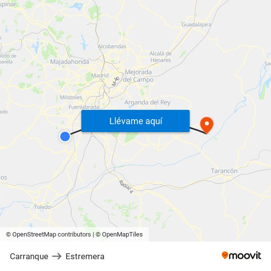 Carranque to Estremera map