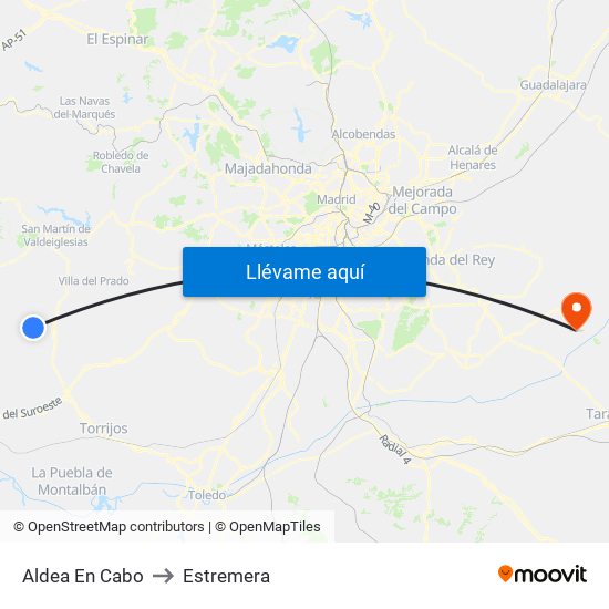 Aldea En Cabo to Estremera map