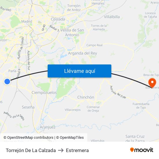 Torrejón De La Calzada to Estremera map
