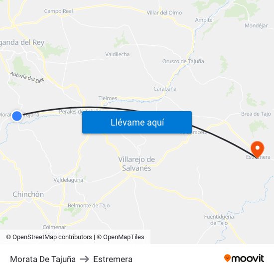 Morata De Tajuña to Estremera map