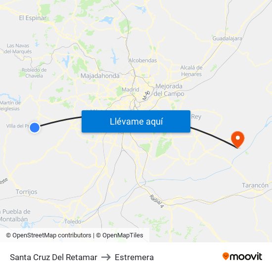 Santa Cruz Del Retamar to Estremera map
