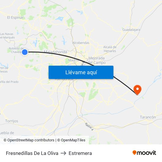 Fresnedillas De La Oliva to Estremera map