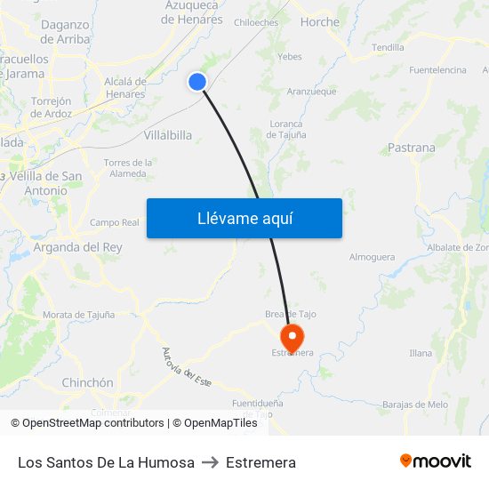 Los Santos De La Humosa to Estremera map