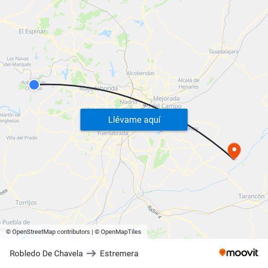 Robledo De Chavela to Estremera map