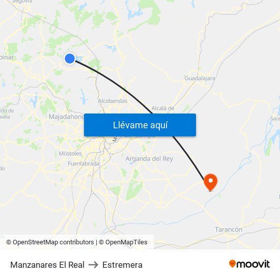 Manzanares El Real to Estremera map