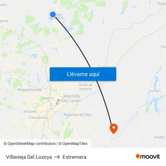 Villavieja Del Lozoya to Estremera map