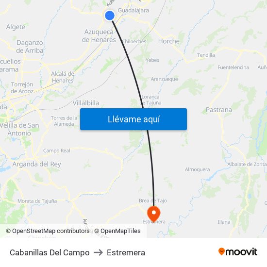 Cabanillas Del Campo to Estremera map