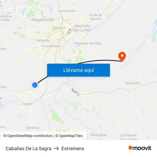 Cabañas De La Sagra to Estremera map