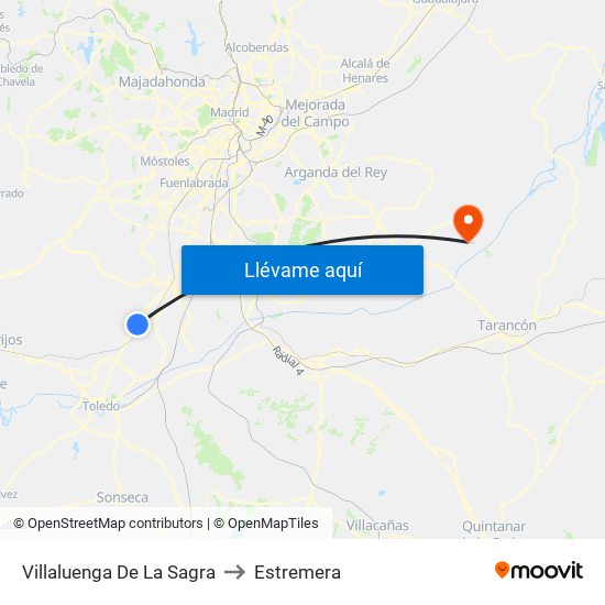 Villaluenga De La Sagra to Estremera map