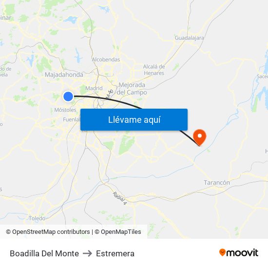 Boadilla Del Monte to Estremera map