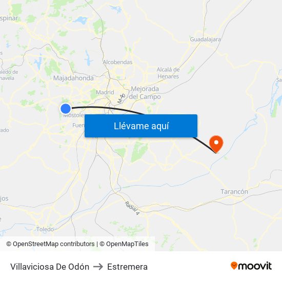 Villaviciosa De Odón to Estremera map