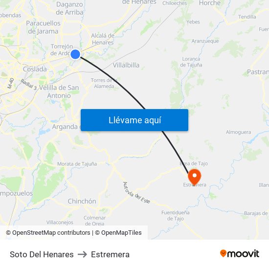 Soto Del Henares to Estremera map